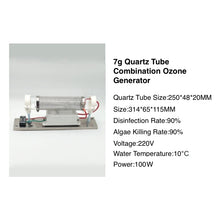 Load image into Gallery viewer, 3/7g/h Quartz Tube, Stainless Steel Mesh Ozone Generator with Ozone Power Supply